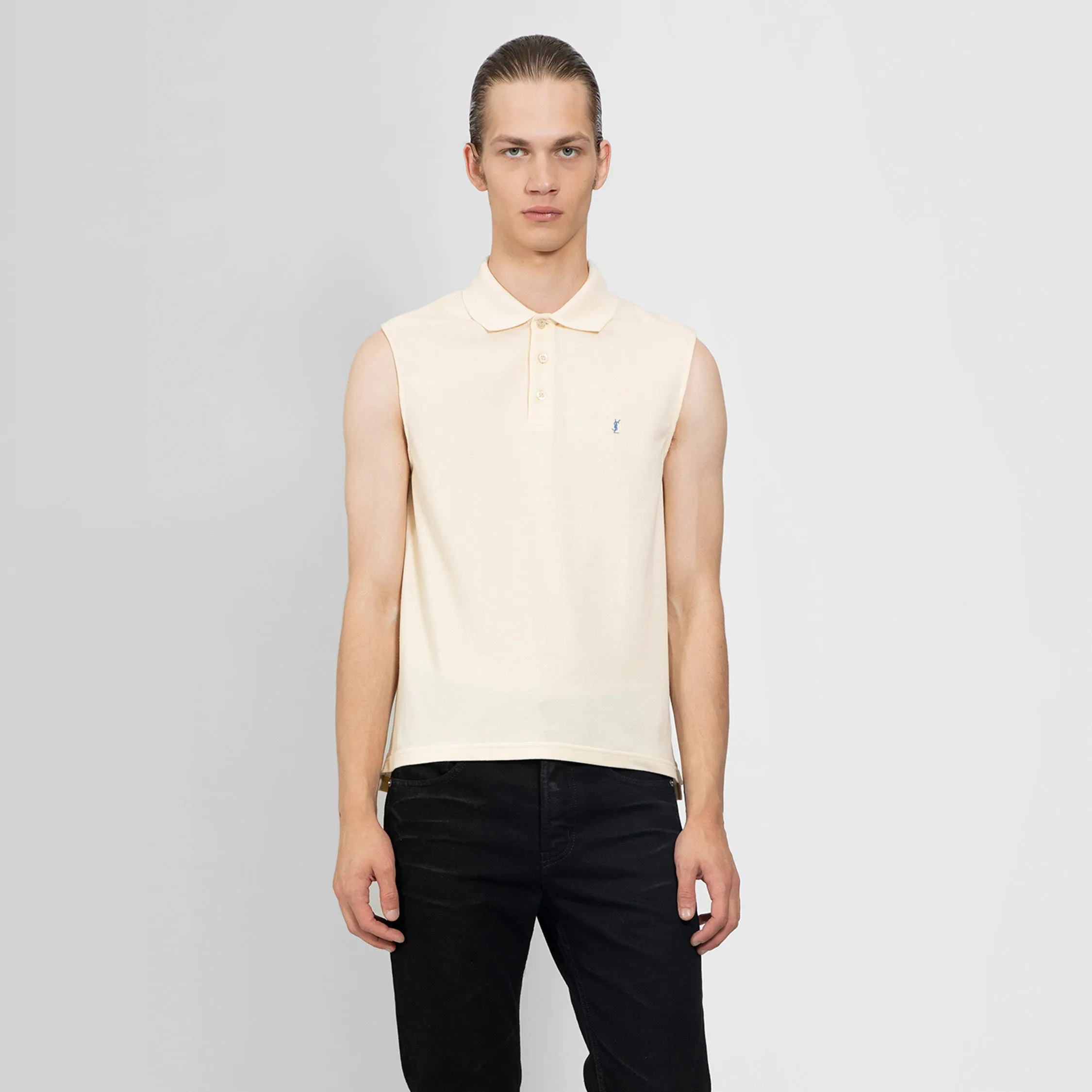 SAINT LAURENT MAN BEIGE T-SHIRTS & TANK TOPS