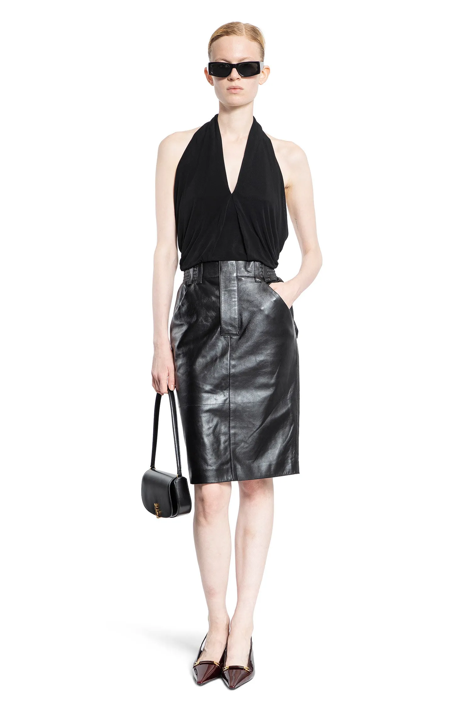 SAINT LAURENT WOMAN BLACK TOPS