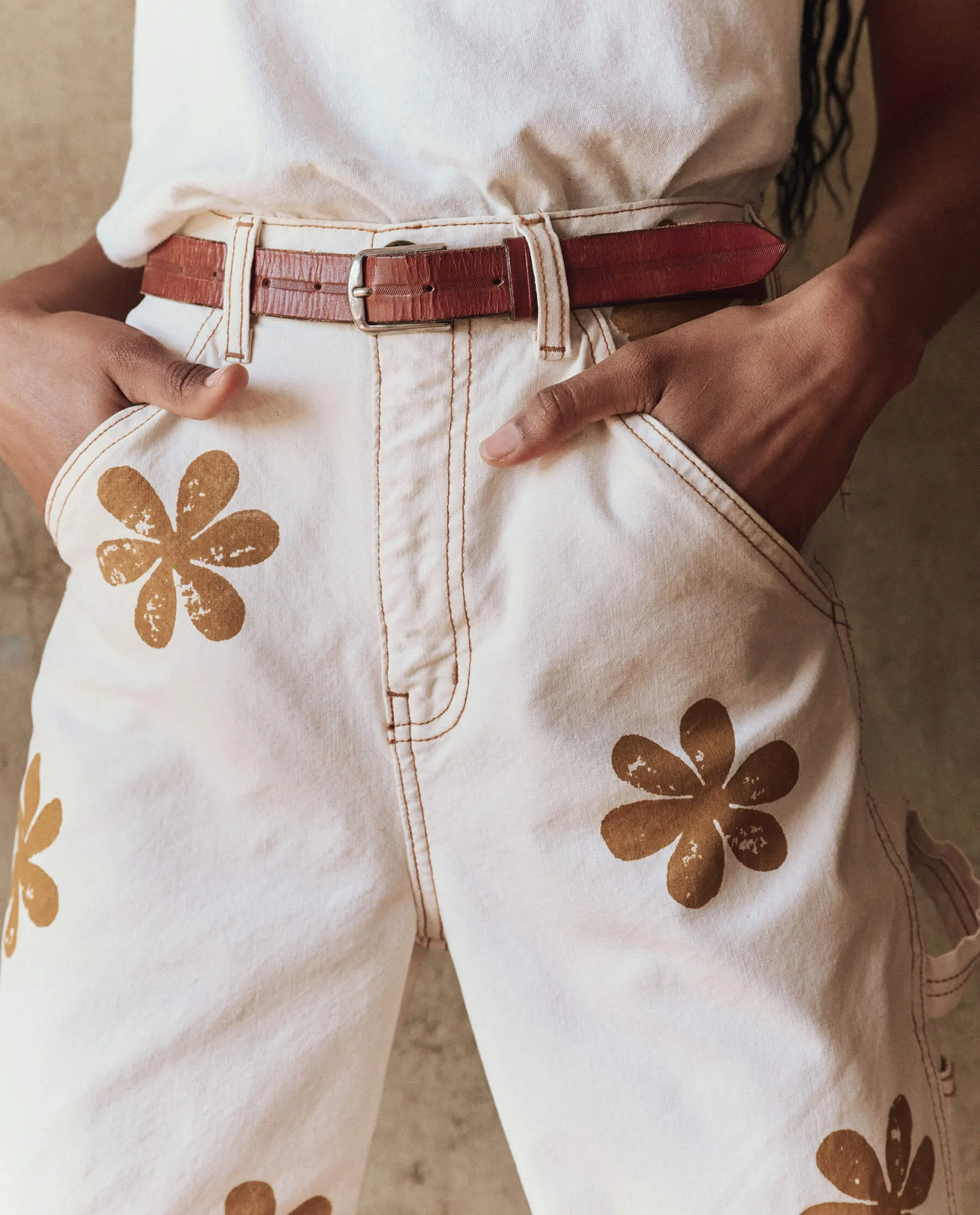 The Carpenter Pant with Daisy Stamp. -- Natural