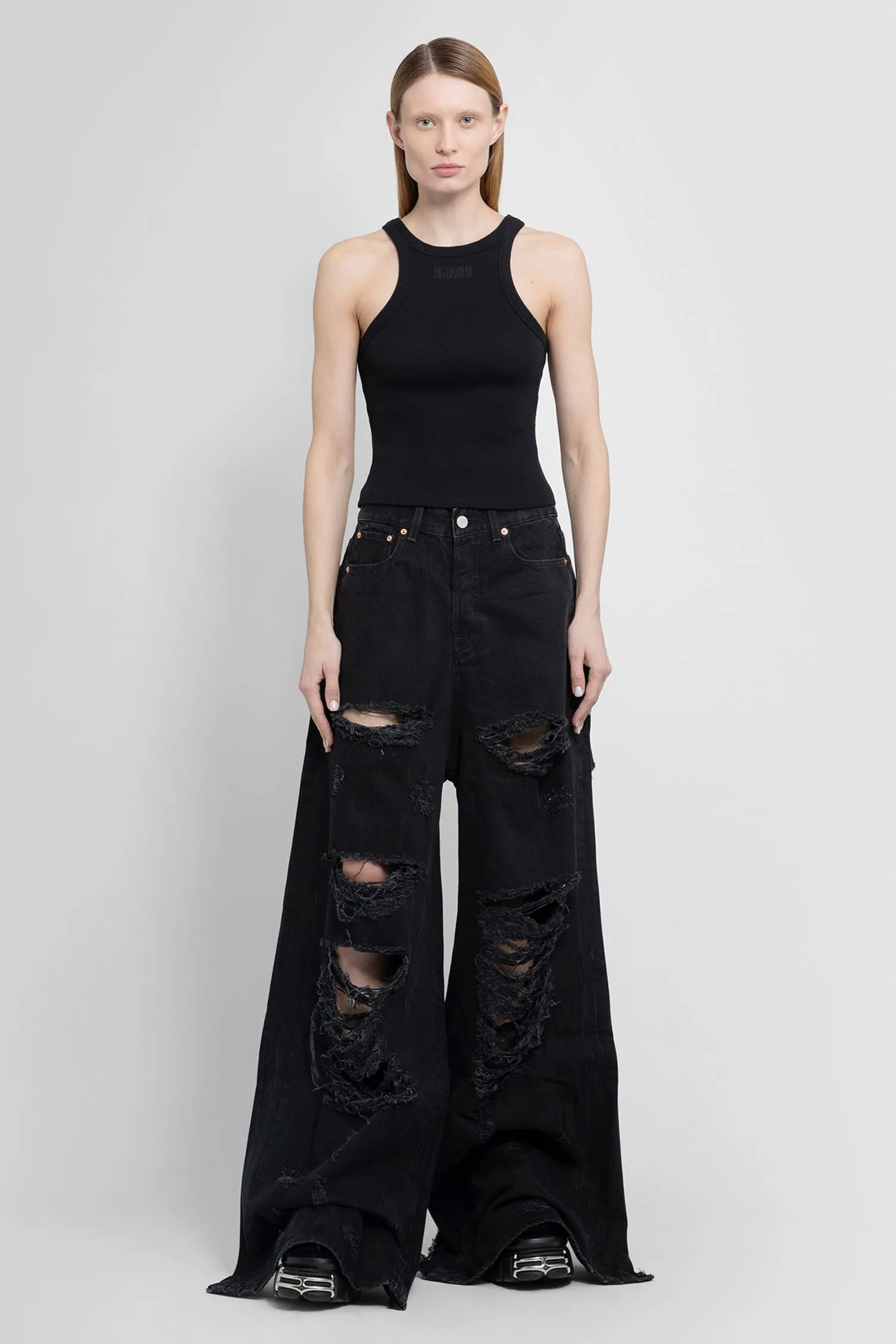 VETEMENTS WOMAN BLACK T-SHIRTS & TANK TOPS