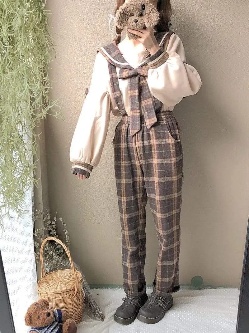 Vintage Plaid Brace  Skirt
