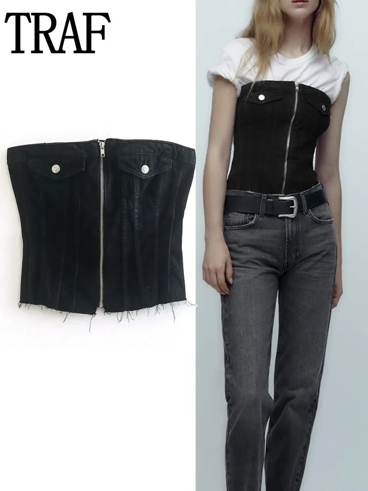 Women Denim Corset Top